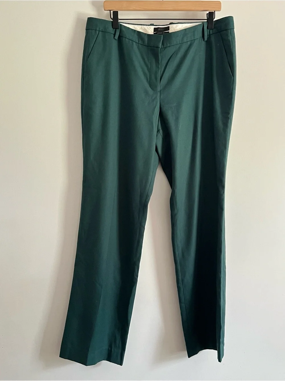 J.Crew 100% Wool Dress Pants Size 14 Green Straight Leg Career Office